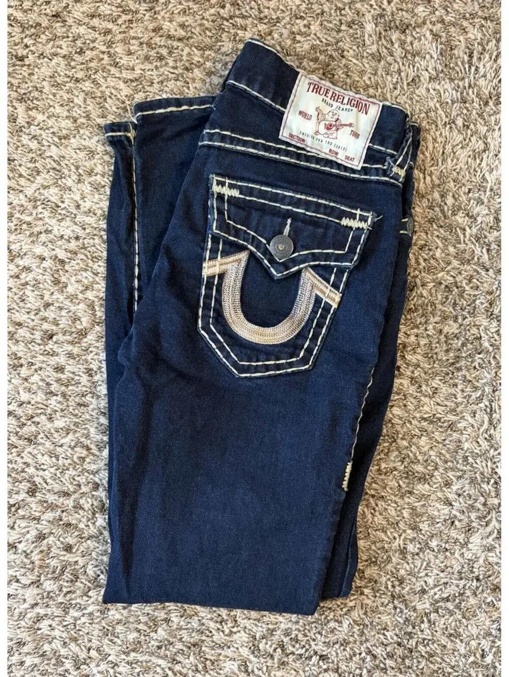 True Religion Rocco Relaxed Skinny Jeans Men’s Size 31 Horseshoe Stitched Flap